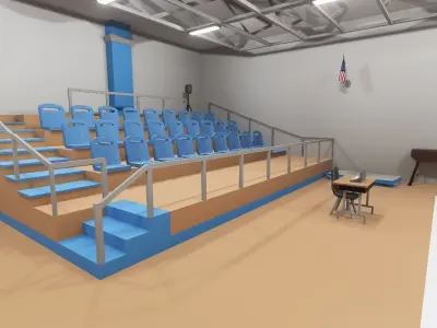 School Gym and Showers Lockers Combo Low-poly 3D model