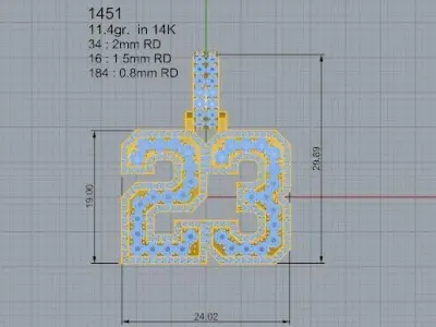 23 Number Pendant 1451 3D print model