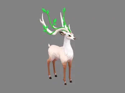 Cartoon Pink Deer Low-poly 3D model