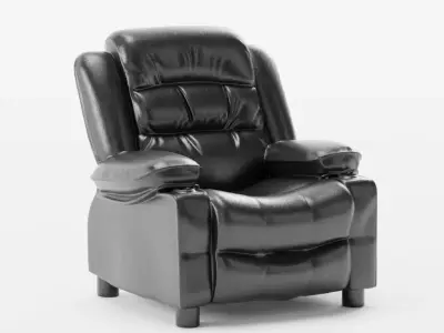 Black Leather Recliner Chair 3D model