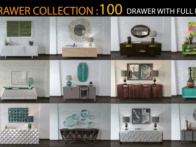 DRAWER COLLECTION 100 Drawer With Full Detail and PBR Texturing 3D model