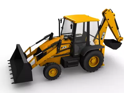 JCB Backhoe Loader model Low-poly 3D model
