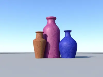 3D Jars three colorful vases Free low-poly 3D model