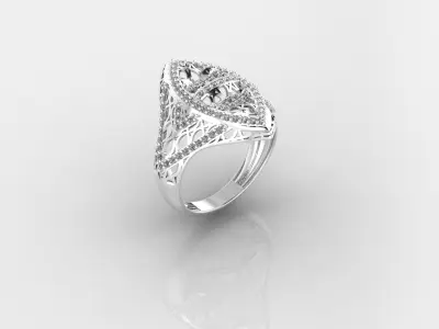 Women Ring Fancy Rings With Stone STL 3DM Render Printable 3D print model