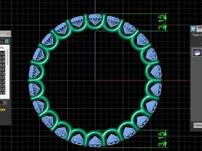 U Shaped Eternity Ring 3mm stone size swiss 16 and EU56 3D print model