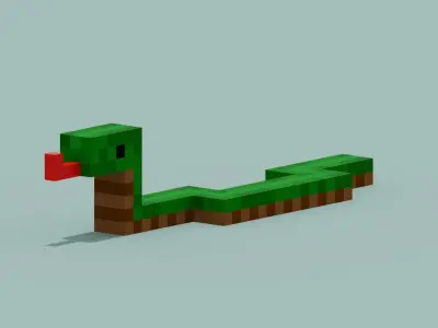 Voxel Snake  Low-poly 3D model