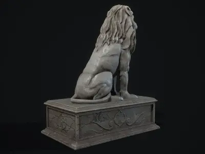 Lion Statue PBR Low-poly 3D model