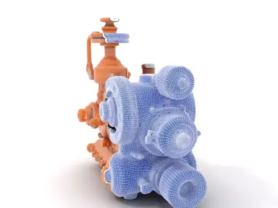 Steam Engine Gear model pack Low-poly 3D model