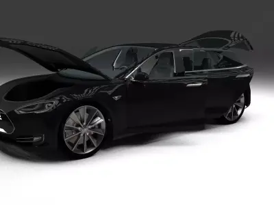 Tesla Model S with interior 3D model