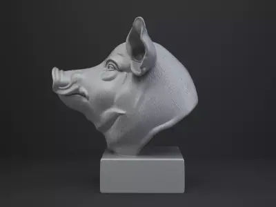 Pig Bust - Animal Figurine 3D print model