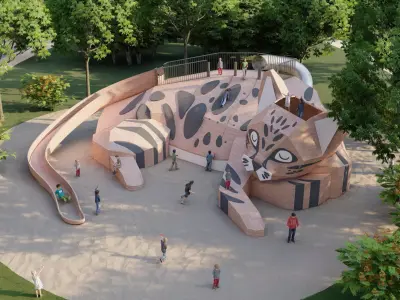 Leopard Cat Children play equipment 3D model