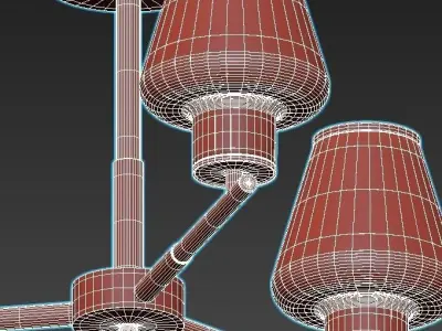 goreyn three light fixtures with brass and glass shades 3D model