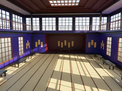 Japanese Dojo Low-poly 3D model