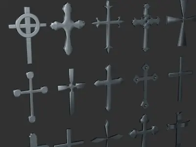 Cross Christianity Symbols Shiny Iron  Low-poly 3D model