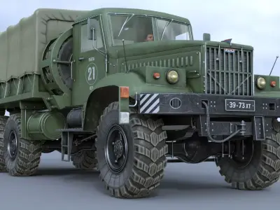 KRAZ-255 soviet military truck 3D model