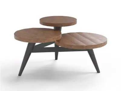 Multilevel Coffee Table natural wood Low-poly 3D model