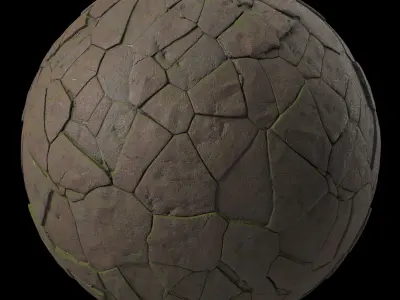 Pavement Materials 78- Brush Rock By Mossy By  Sbsar Pbr Texture