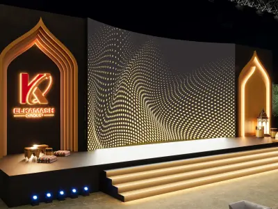 Modern Ramadan Event Setup - Full Exhibition and Stage Scene Low-poly 3D model