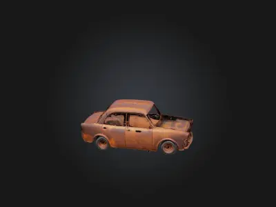 Rusted Car Frame Low-poly 3D model
