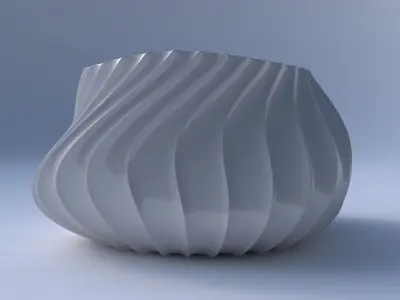 Bowl twisted elipse with extruded vertical lines 2 3D print model