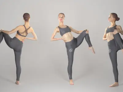 Female sport practising gymnastics 135 Low-poly 3D model