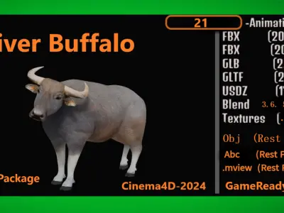 River Buffalo Low-poly 3D model