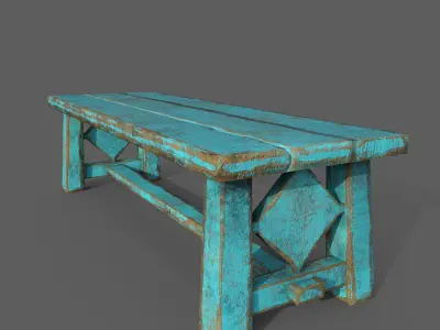 wooden painted  table  Low-poly 3D model