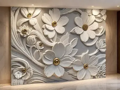 CNC STL Relief Panel Classic Floral Art Carving File 262 3D model