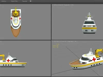 Cartoon rescue ship Low-poly 3D model