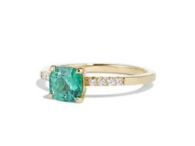 Carat Muzo emerald with small diamonds Ring 3D print model