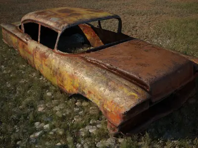 48 OLD ABANDONED CARS 3D model
