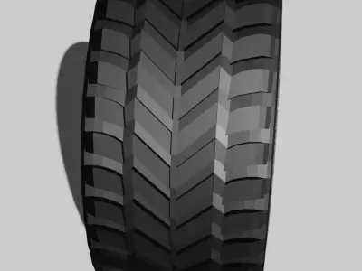 Stamped wheel with tire low-poly  Low-poly 3D model