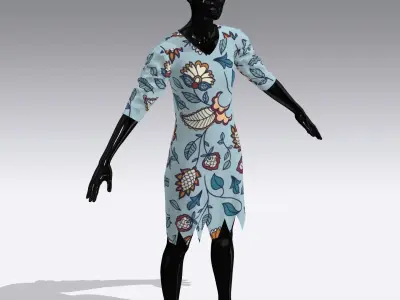 Female Cloth Dress Low-poly 3D model