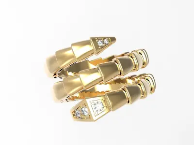 Serpenti  Flexible  Double Rotated Ring  18 5mm 3D print model