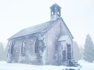 1800s Western Church Low-Poly  Free low-poly 3D model