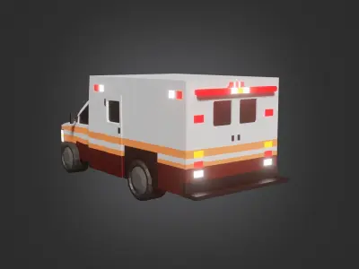 ambulance GM C D R-90  low-poly car Low-poly 3D model