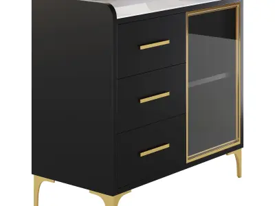 Modern Glass Door Wood Sideboard  3D model