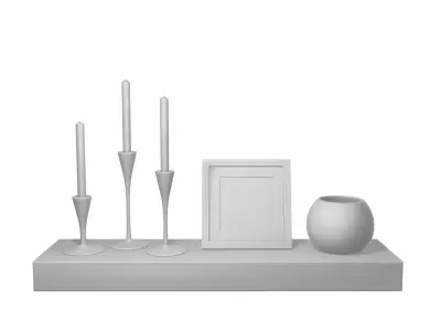 Wall Shelf with Decoration v01 3D model