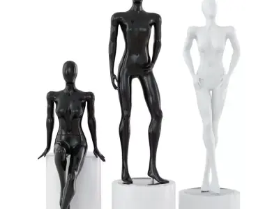 Three abstract female mannequins 76 3D model