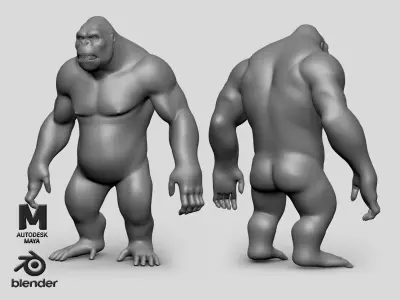 Kong I Gorilla BaseMesh Low-poly 3D model
