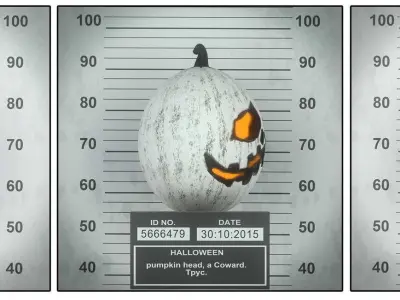 Hallowen set polygonal pumpkin 3D model