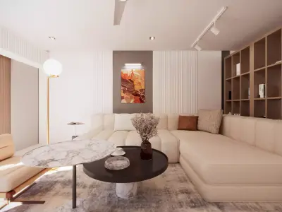 Modern Luxury Living Room Interior Scene in 3ds Max and VRay 3D model