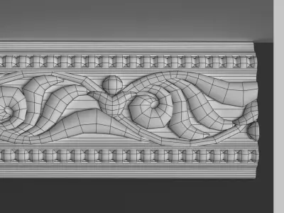 Moulding Cornice 3D Model with Floral Elements 3D model