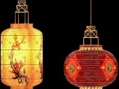Chinese Red Lantern 3D model 28