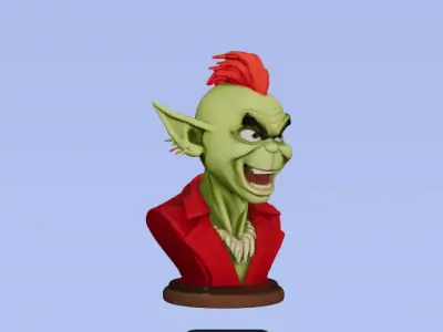 Grinch Bust 3D Model  Iconic Holiday Character Sculpture 3D print model