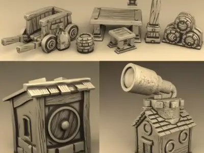 village set house with telescope 3D print model