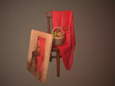 Art Composition Painting Chair Fabric Low-poly 3D model