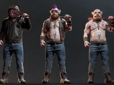 Boar Biker Unreal Engine Low-poly 3D model