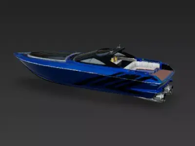 Azure Velocity Sport Yacht 3D Model Low-poly 3D model
