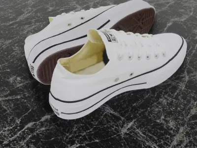 CONVERSE 3D SHOES - WHITE LOW Low-poly 3D model
